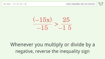 Solving Linear Inequalities: -5 is Greater Than 5(-3x-6)