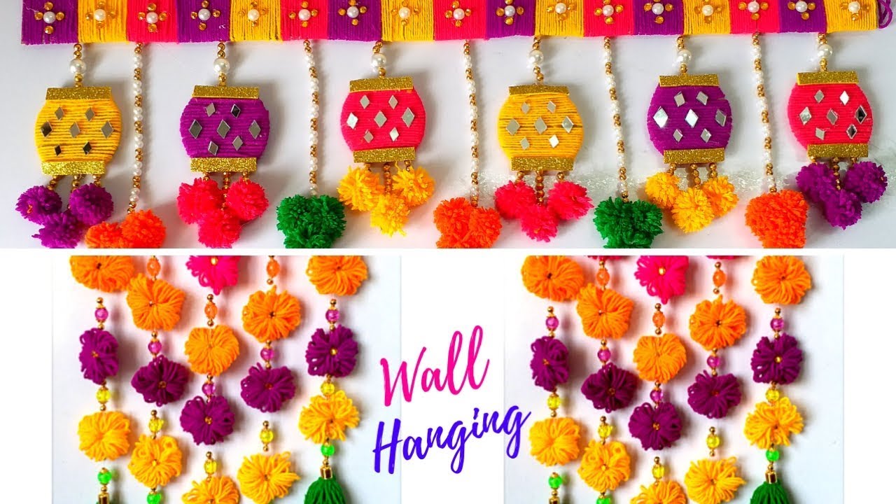 4 easy Diwali door thoran making from newspaper & wool diwali toran