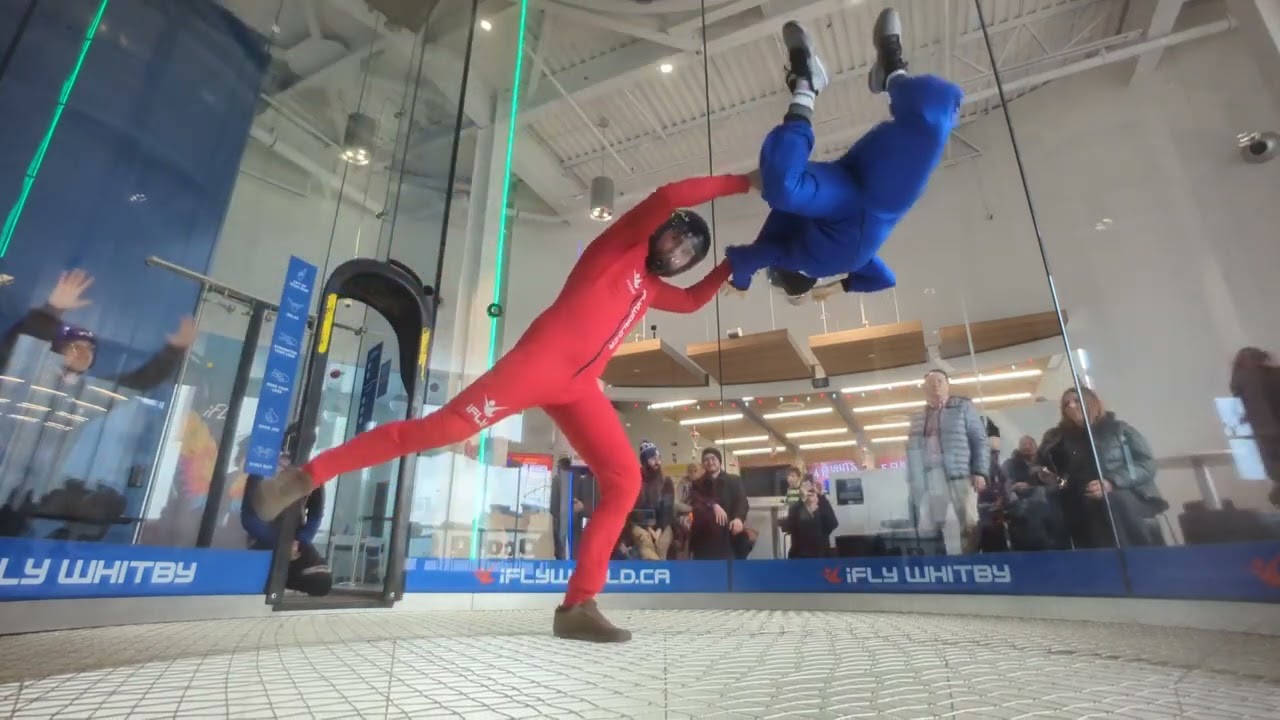 Autistic boys' first indoor skydiving experience