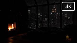 Rainy Night in a Luxury NYC Apartment (NO ADS)☔Fireplace Sounds & Bedroom Ambience for Sleep & Relax screenshot 2