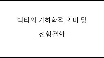 벡터의 기하학적 표현 및 선형결합