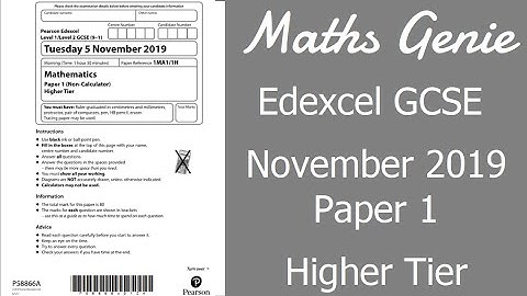 Edexcel GCSE Maths November 2019 1H Exam Paper Walkthrough