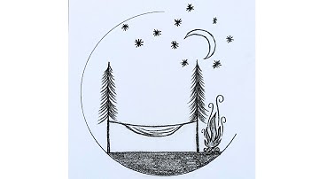 Simple Drawing Ideas | How to Draw a Hammock camping Step by Step for Beginners in Just 2 Minutes