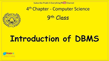 9th Class chapter 4 | Introduction of DBMS | PSEB