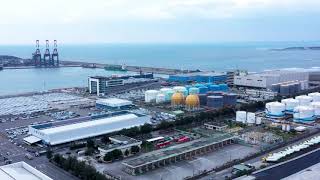 空拍八里,台北港,淡江大橋,淡水河出海口