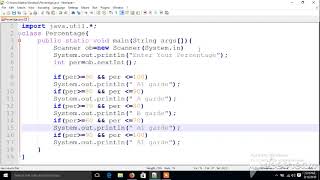java program Percentage and garde show