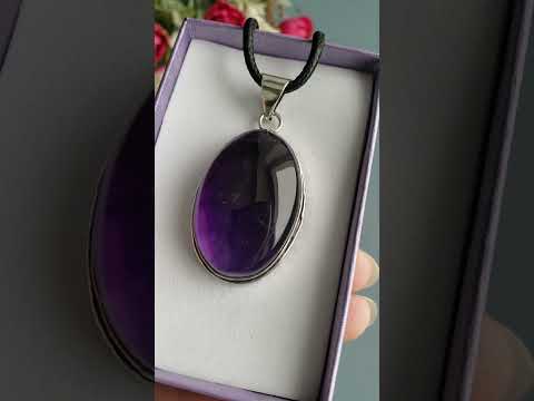 Кулон аметист овальный фиолетовый натуральный камень талисман, видео 1