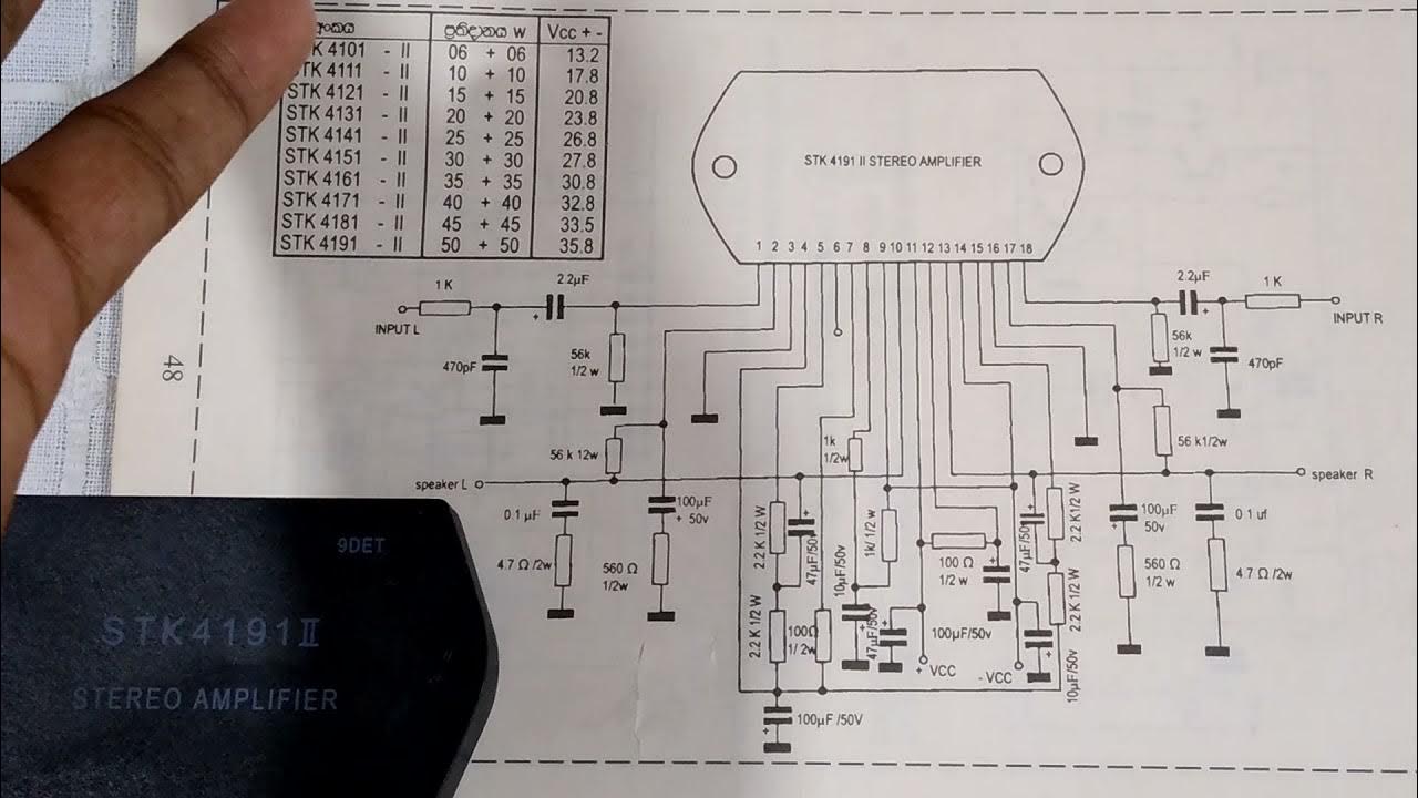 STK 4191 amplifier circuit diagram | STK power amplifiers part 2 in Sinhala - YouTube