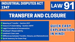 Details Transfer & Closure Explained | Industrial Disputes Act 1947 | Labour Law | LLB BALLB CCSU | LAW91 Guide