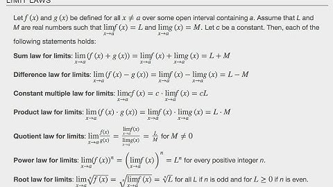 Breaking Down Limit Laws Part 1