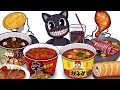 Mukbang Animation spicy Cup Noodle set eating Cartoon cat COMPLETE EDITION