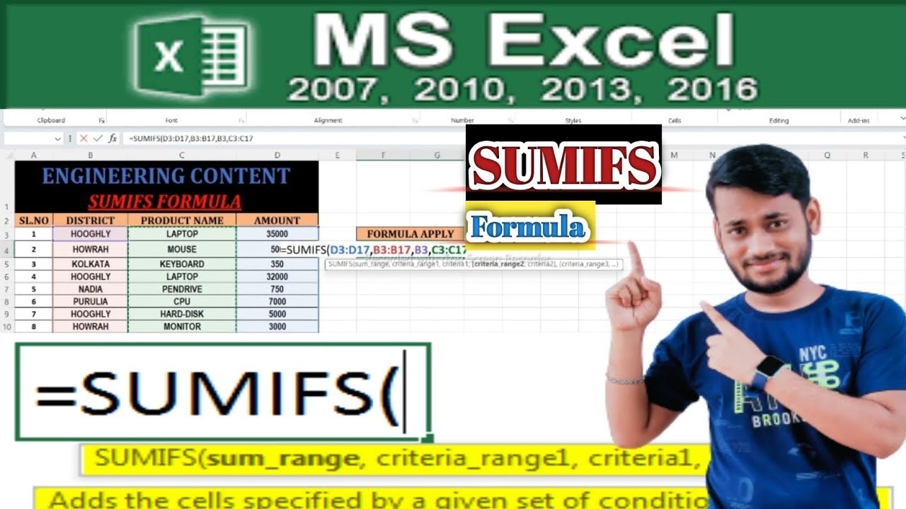 Ms Excel SUMIFS Formula use in Hindi with Multiple Criteria in the Same ...