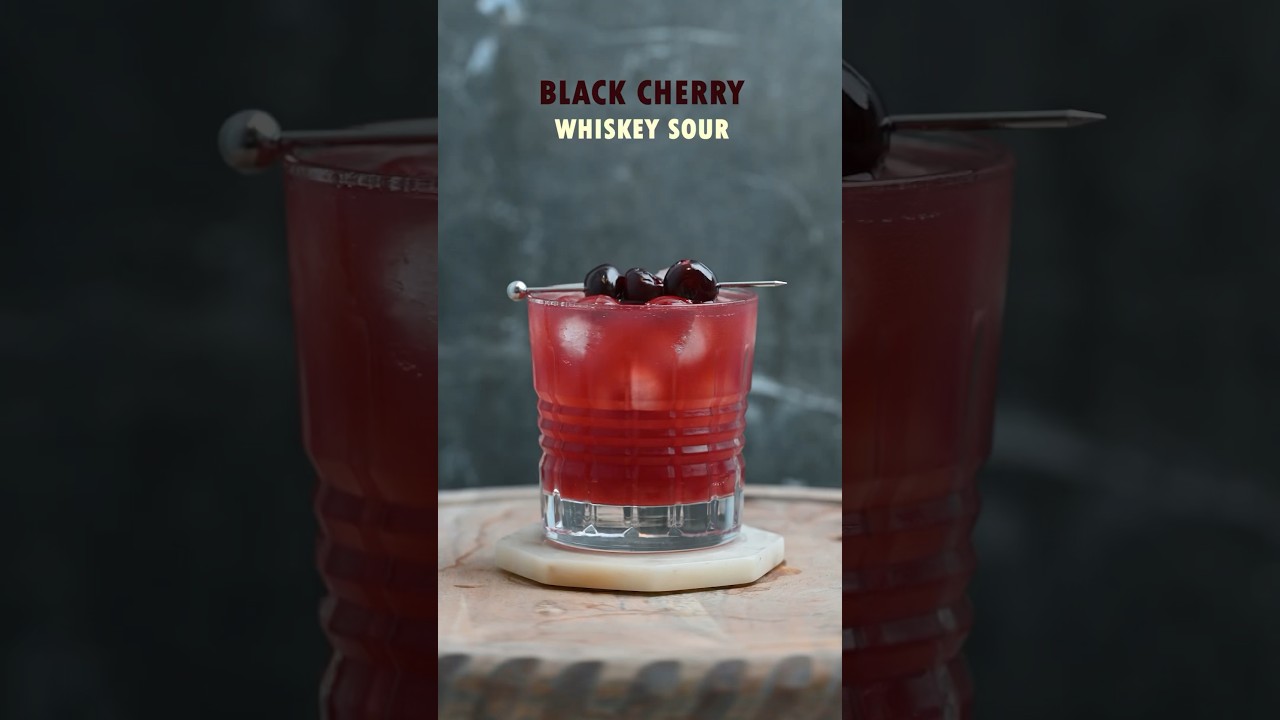 Black Cherry Whiskey Sour Cocktail