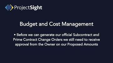 ProjectSight Training - Budget and Cost Management Overview