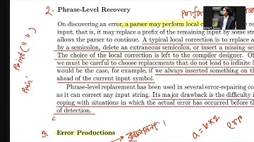Compiler Design Ch4 | Part 3 | Types of Errors | Error Recovery Strategy