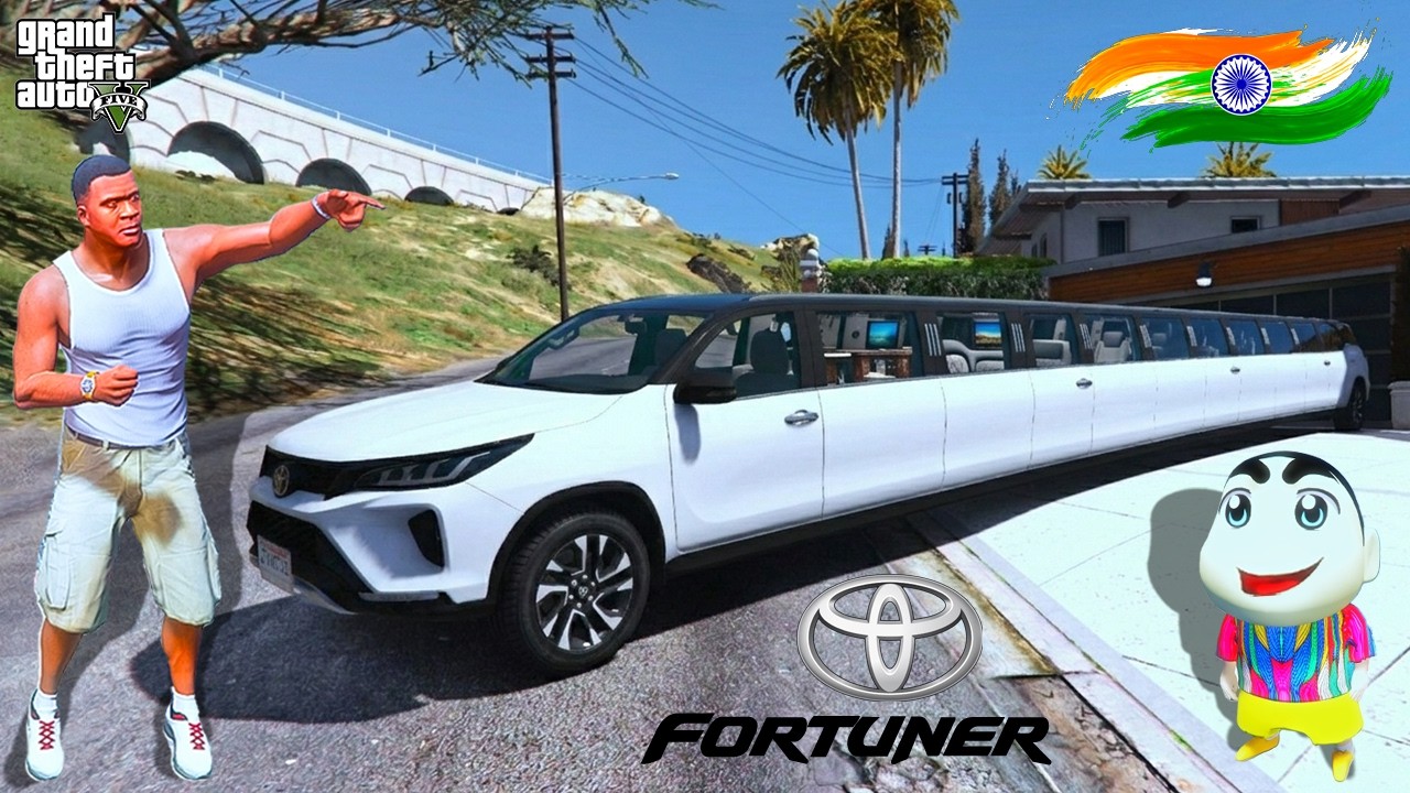 Franklin And Shinchan Make WORLD Longest Toyota Fortuner Car With The Help of SHINCHAN & CHOP GTA V!