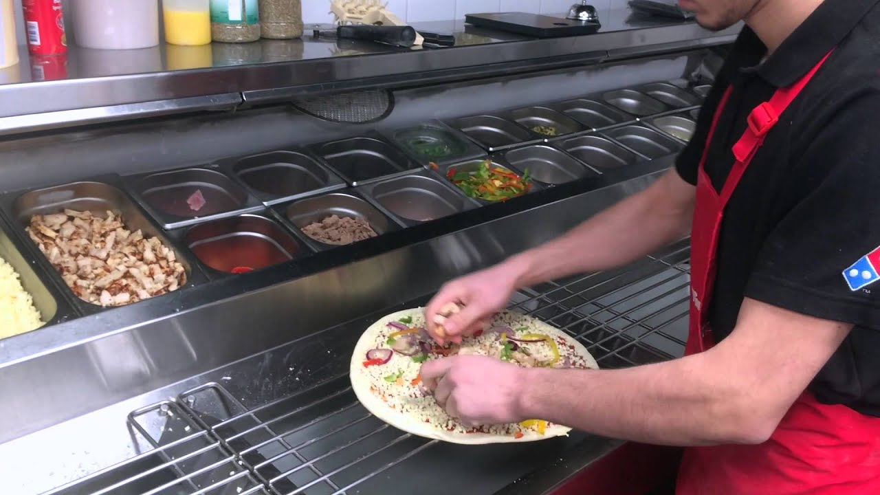 Dominos Kitchen domino's pizza kortrijk: the making of a large bbq chicken pizza Dominos Kitchen domino's pizza kortrijk: the making of a large bbq chicken pizza