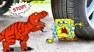 Oh no! Stop! Spongebob is Stuck! - Crushing things with Car - Woa Doodland