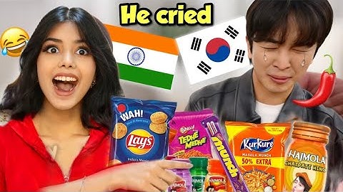 Korean boy Tries Indian snacks for the first time🥵