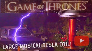 Bobina de Tesla Gigante Vs Monza 1990. Reproduzindo Tema de Game of Thrones