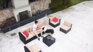 Devoko Patio Furniture 7 Pieces Outdoor Sectional Sofa