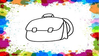 Как нарисовать ПОРТФЕЛЬ/Учим ЦВЕТА/Рисунок раскраска для детей/How to draw a bag