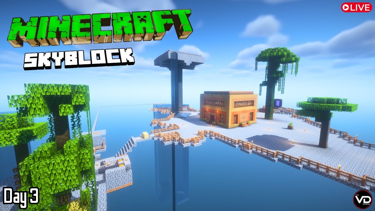 Day 3 in Minecraft SKYBLOCK Survival...! || Hindi Live Stream || #hindi ...