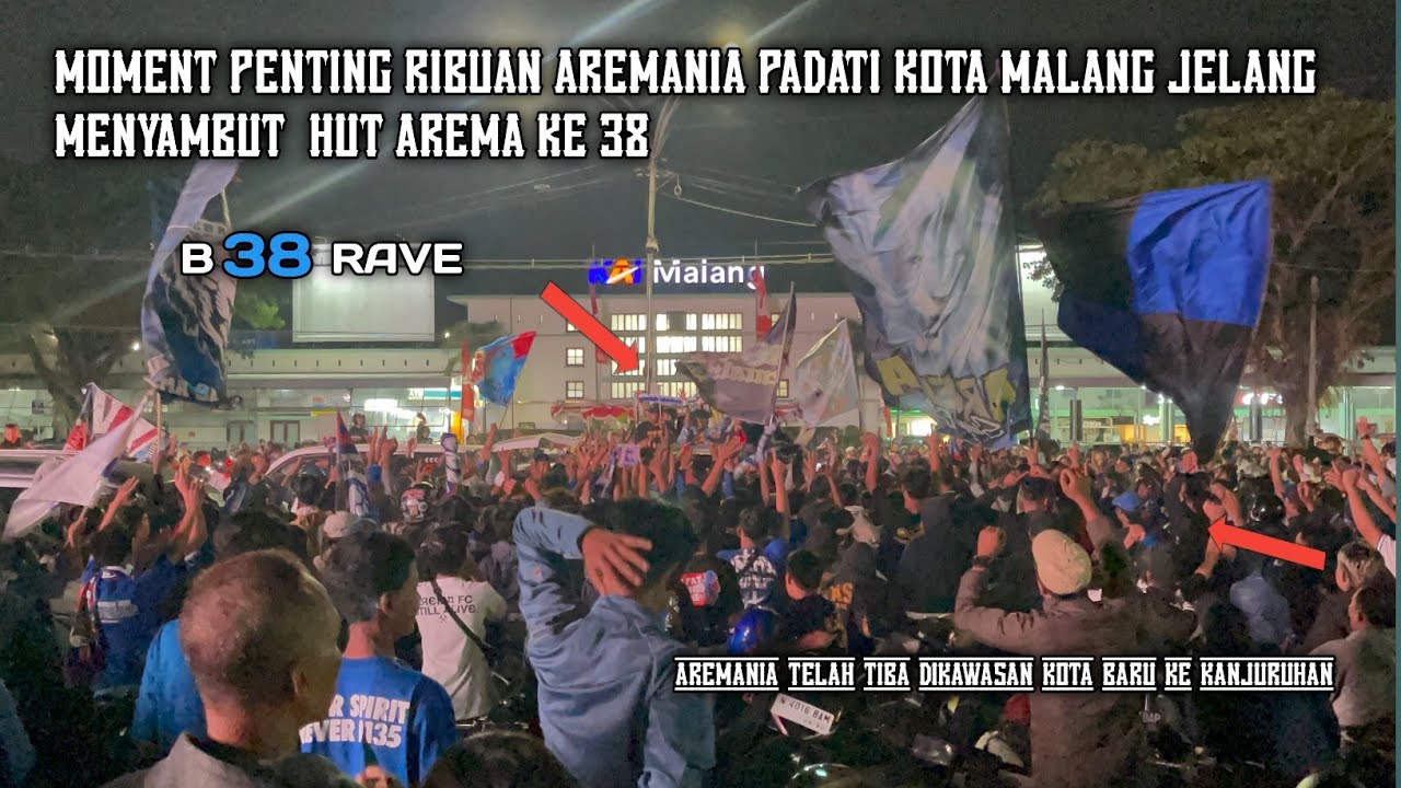 MENJELANG HUT AREMA KE 38 RIBUAN AREMANIA PADATI KOTA MALANG DAN KONFOI MENUJU STADION KANJURUHAN