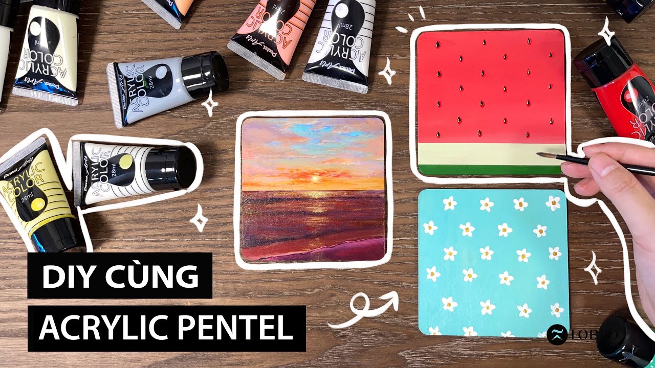 Vẽ lên gỗ bằng Acrylic Pentel | Trải nghiệm màu... - youtube