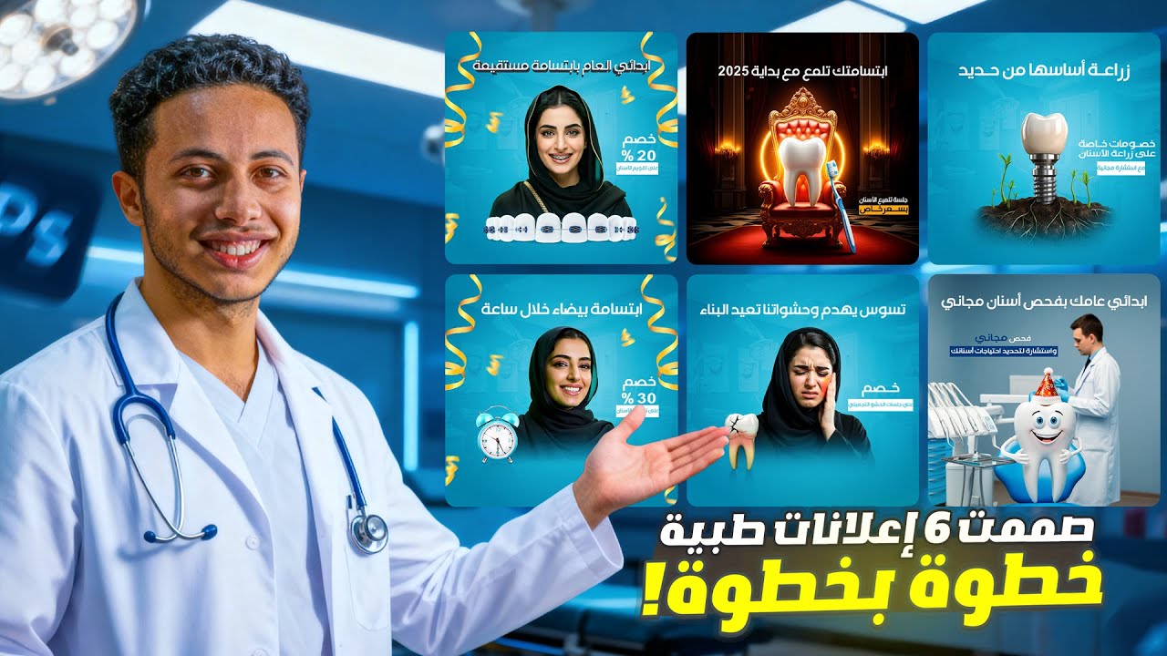 تصميم سوشيال ميديا لعيادات الأسنان بالفوتوشوب ✅ خطوة بخطوة!