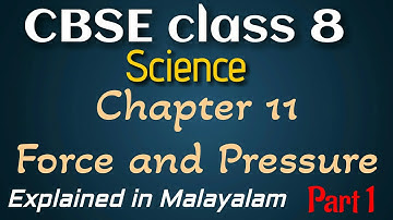 CBSE class 8| Science| (Physics)Chapter 1|Force and Pressure |part 1|explained in Malayalam.