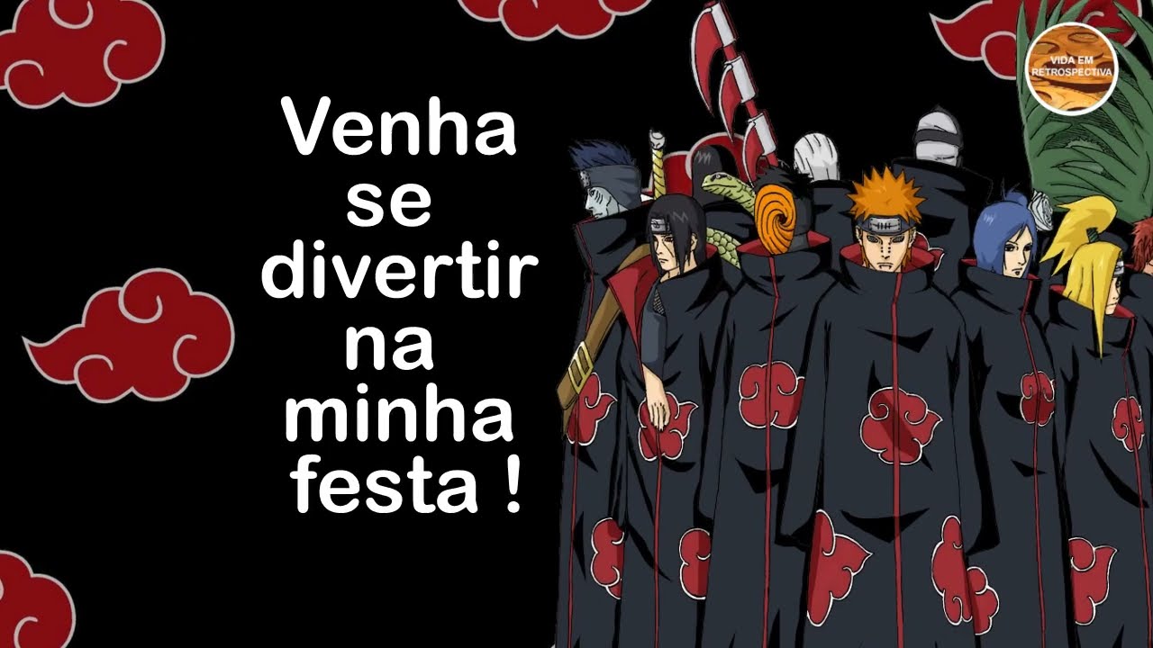 Convite De Aniversário Akatsuki Colorido Edite Online