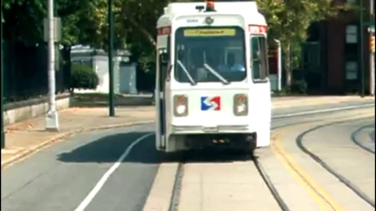 SEPTA K Car Following a PCC car Fan Trip Passing Girard College