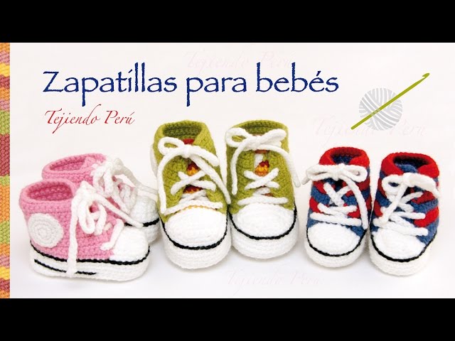 o sneakers para bebés a crochet... 2 tallas! - YouTube