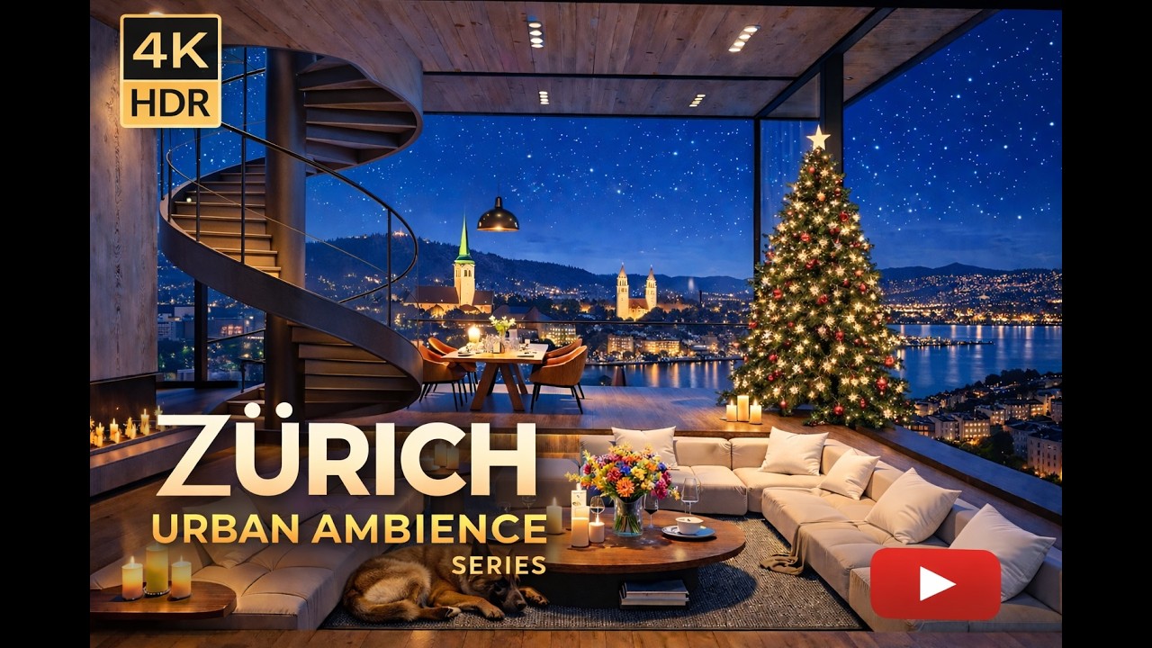 Zurich Night Ambience 🇨🇭 | Cozy Luxury Apartment View | No Midroll Ads I City Atmosphere (4K HDR)
