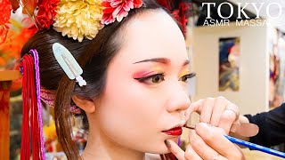 ASMR 京都で体験する花魁メイクアップ(白塗り,着付け) Japanese Oiran Makeup Cosplay