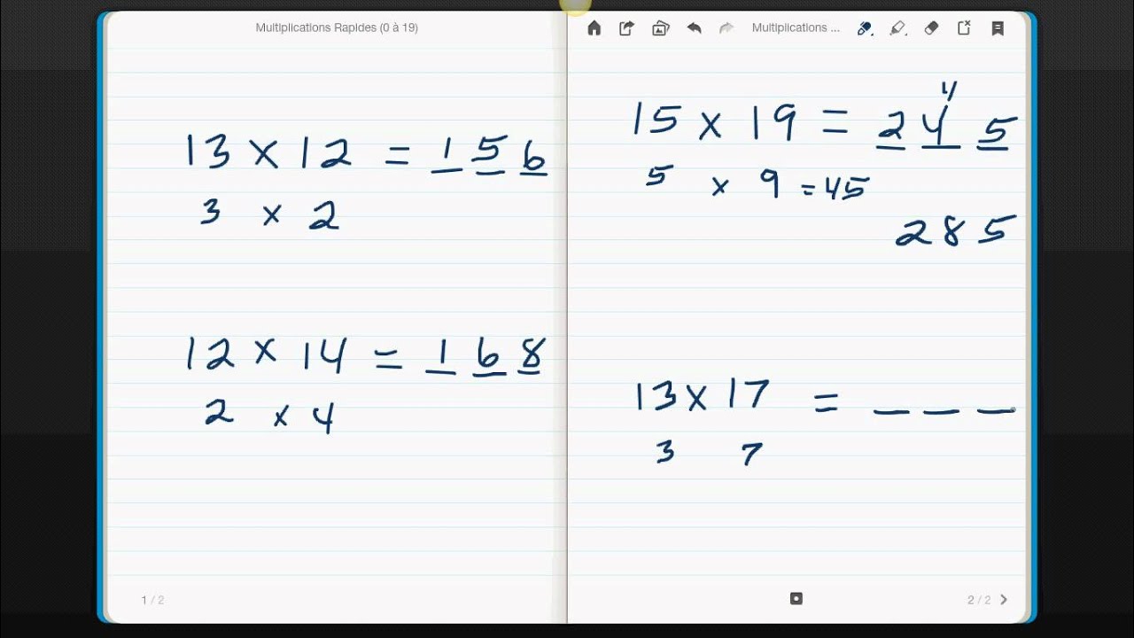 TrucMath:  Comment multiplier mentalement 2 nombres inférieurs à 20