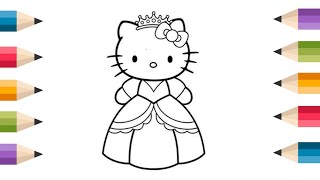 Cute Hello Kitty Drawing, Painting and Coloring For Kids and Toddlers_ Easy Drawing 🎨😆