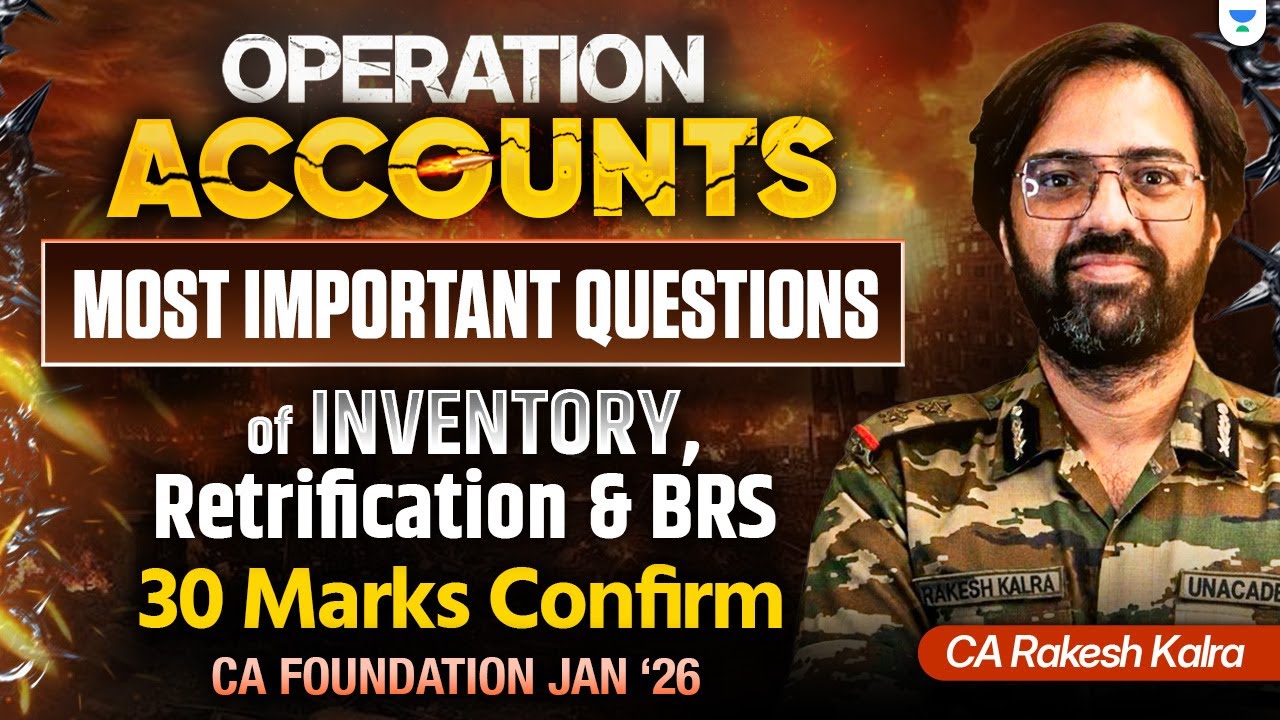 Inventory, Retrification and BRS of Accounting | CA Foundation Jan 2026 | CA Rakesh Kalra