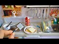 Rement mini kitchen  toy food cooking  toy miniatures  ham  cheese toastie  hot chocolate asmr