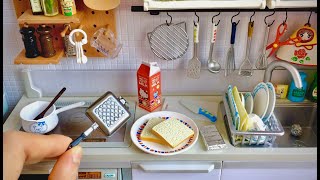 Re-Ment Mini Kitchen | Toy Food Cooking | Toy Miniatures | Ham & Cheese Toastie & Hot Chocolate ASMR