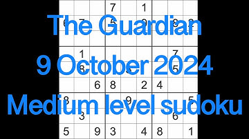 Sudoku solution – The Guardian 9 October 2024 Medium level
