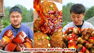 mukbang | pizza | Bo Bo Chicken | lion head | coconut snail | Spicy Escargot | chinese food| tzuyang