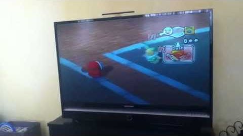 My cousin playing Mario super sluggers