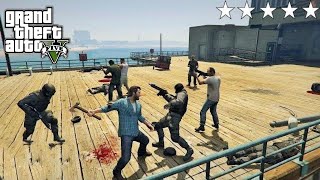 GTA 5 - Franklin, Lamar, Michael, Trevor and Chef's FIVE STAR ESCAPE From DEL PERRO PIER