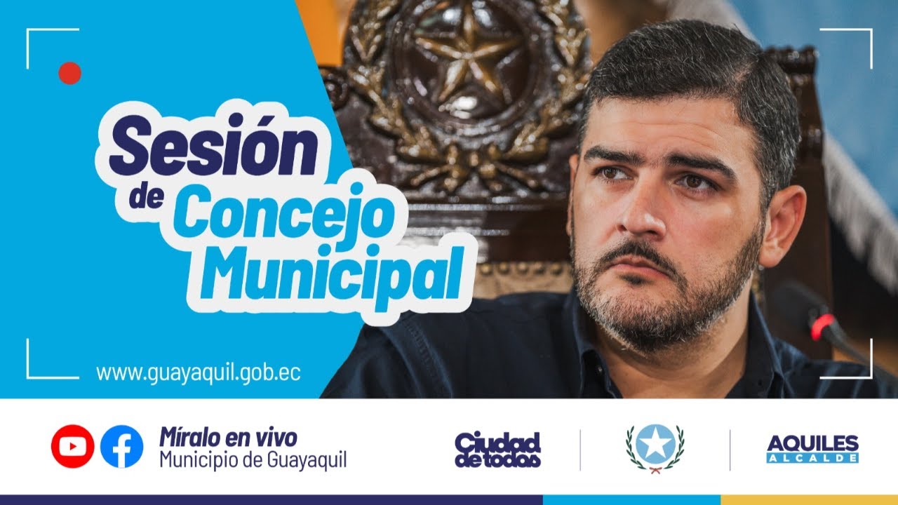 Sigue en tiempo real las sesiones del Concejo Cantonal de Guayaquil, el principal órgano de decisión y legislación a nivel cantonal en nuestra #CiudadDeTodos 🌟

¡Síguenos en nuestras redes! 👇🏻
▶️ Página Web https://www.guayaquil.gob.ec/  
▶️ Facebook: /alcaldiaguay
▶️ Instagram: / municipiogye 
▶️ X: https://x.com/alcaldiagye 
▶️ Tik Tok:   / alcaldiagye  

#Municipiodeguayaquil #Guayaquil #Ecuador #guayaquileños #CiudadDeTodos #turismoguayaquil #AquilesAlvarez