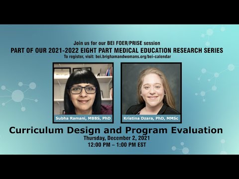 BEI FOER/PRISE 2021-2022 Series: Curriculum Design and Program Evaluation