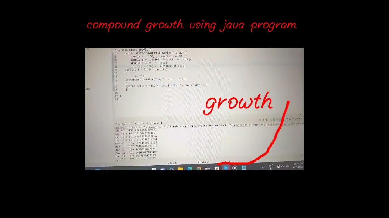 compound growth using Java| comment for code #java #finance #investing ...