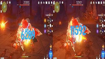 Yunjin Buffing Childe (Tartaglia) with Level 9 Talents Damage Comparison