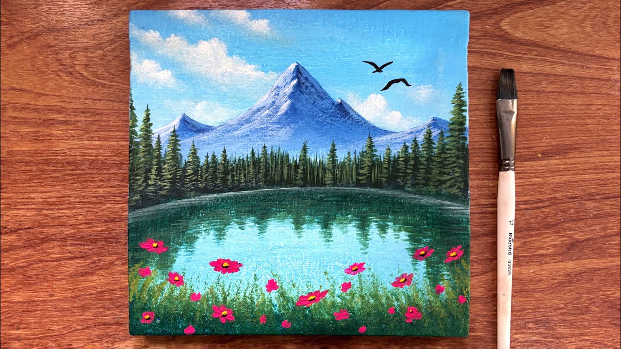 Relaxing Landscape Painting for beginners | Acrylic Painting Nature | Canvas Painting